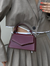 Glossy Burgundy Compact Envelope Mini Pouch With Curved Hand Tabs And Polished Silver Metal Link Strand